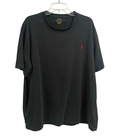 Polo Ralph Lauren 2XB Black Short Sleeve Pima Tee Logo Casual Preppy T-Shirt - Picture 1 of 3